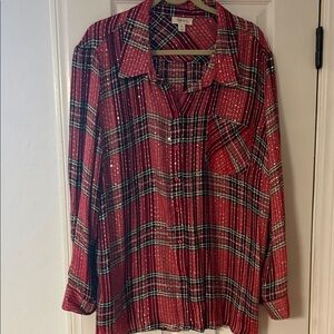 Style & Co. Red Plaid Blouse